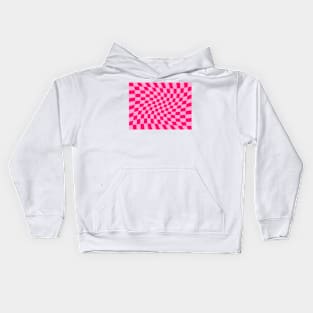 Twisted Checkered Square Pattern - Magenta Tones Kids Hoodie